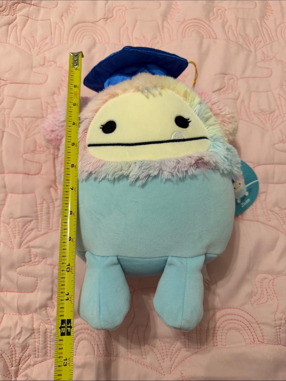 Squishmallows Pastel Rainbow Trim Blue Graduation Plush